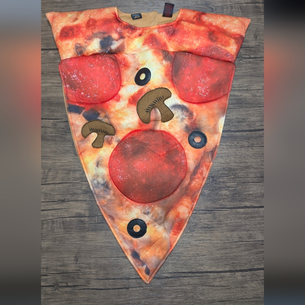 Authentic Kids pepperoni Pizza Slice W/ Mushrooms & Olives Costume One Size 4-8